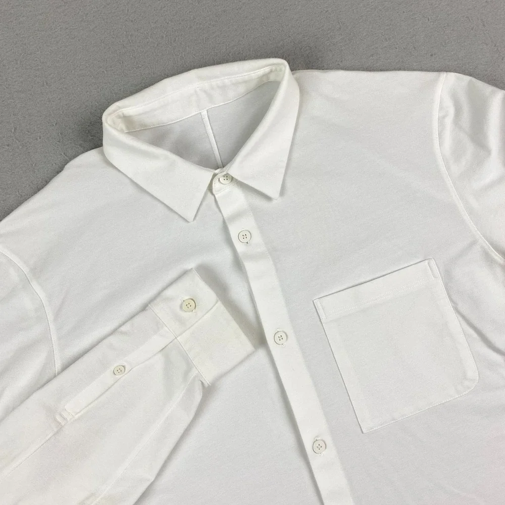 Lululemon Commission Shirt Men L White Twill Long Sleeve Button Up Casual